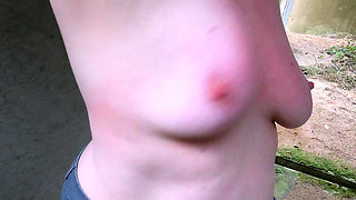 Slapping Her Naked Tits in the Tunel