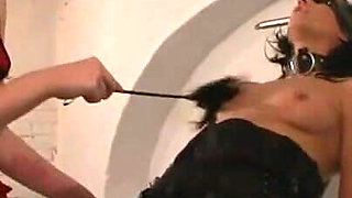 Dominating big lesbian dildo