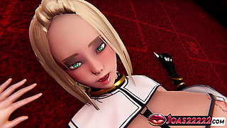 Anime Girl Kihara in Black Suit 3D Hentai - Fingering Her Pussy on the Floor, Ass Licking, Double Hole Vibrator for Squirt