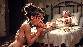 Old Woman Bondage - Young Beauty Devoted to Her Feet