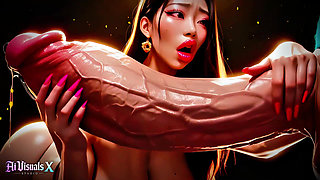 Asian - Thick Koreans - Titfuck & Blowjob Interracial Fucking - Animated Porn (ASMR Sound) (4K AI Generated)