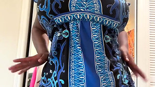 Chubby Ebony in Dress Showing Her Big Tits & Ass