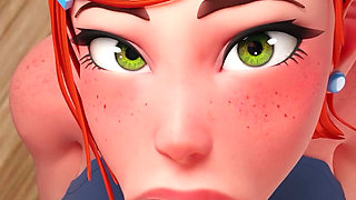 18yo Big Tits Redhead Stepsister Teen Face Fuck and Cum in Mouth with Huge Cock Stepbrother - Mansion Days - 3D Taboo Game