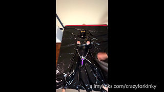 Submissive wife in latex tied up has a great orgasm