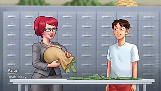 Big boobs Tina fucks monster cock Anon on a big pile of money - gameplay part 1