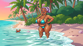 Busty Granny Huge Boobs Beach Tease - New Ai Style