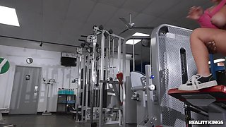 Watch Out, the Gym Makes Her Horny: All-Natural Melztube in Interracial video with her Muscled Coach Damion Dayski