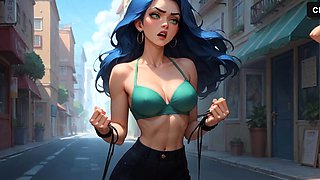 Blue Hair Milk Goddess Sips Double Penises