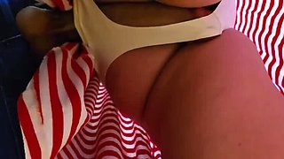 Public Bus Blowjob: Stranger Cums Inside My Panties at the Station