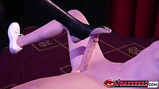 Fetish Domination From Princess in Black in Club Rule34 Animation - Footjob Fetish, Pussyjob Teasing, Stockade Femdom