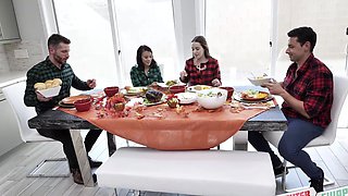 Naomi and Jasmine give Mike a double-header in the kitchen