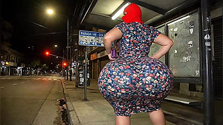 Big Ass Mature Stepmom Waiting for the Bus in Floral Dress