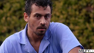 Redheaded Hoe Rides Big Latin Cock By The Pool