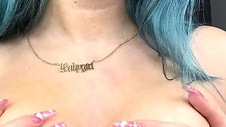 Glamour babe with big boobs masturbates in lingerie