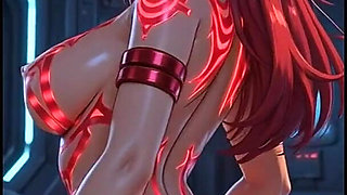 150. Red Cyberpunk Girl Dance and Sexy Pose (ai Animation)