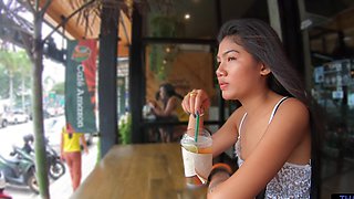 Teen Thai babe with tiny tats gives wild blowjobs and rides hard