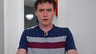 Teen working on gag reflex on guys dick