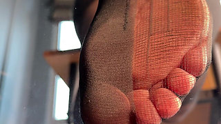 Watch Me Tease You with My Ripped Nylon Feet Through the Glass