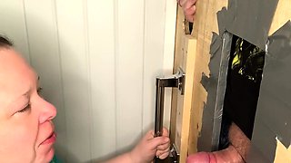 Big titted glory hole blowjob slut fucks and loves facial
