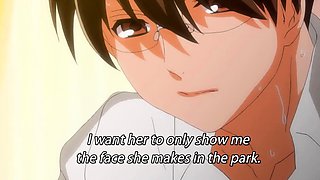 Public park anime slut drops panties for wet pussy play