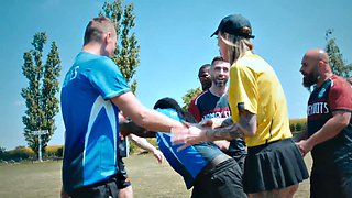 Fit Milf Takes Brutal Public Gangbang from 10 Footballers with Relentless Anal Pounding and Creampie