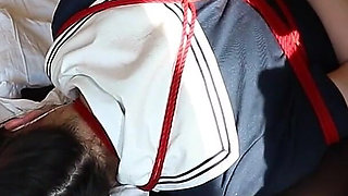 A girl in Black Stockings Is Being Whipped by Her Owner.