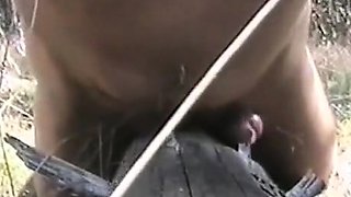 Outdoor Handjob Fun: Tree Trunk Humping Adventure