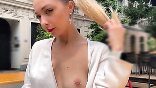 Flashing boobs in public. Topless right in the middle of a
