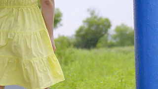 128 Subtle Outdoor Flirting with Passing Drivers at a Bus Stop. Do You Like My Legs? 60fps