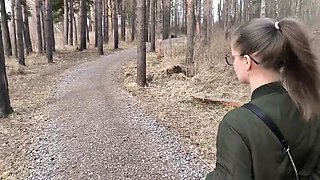 Hot Russian Nympho Wife Katy Drags Stranger Into Forest Bush For Wild Outdoor Blowjob & Cum Swallow