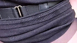 Public Pissing Blond Nylon Babe Gets Cum on Her Pantyhose