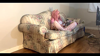 Step Daughter Stuck Under the Christmas Tree, Gets Her Ass Eaten and Pussy Fucked by Step Dad