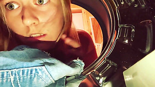 Cutie Stuck in Washing Machine and Gets Fucked Hard with Creampie