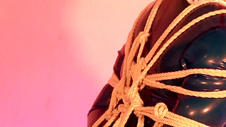Latex bondage submissive MILF wearing gag kinky escape