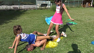 Cheerleader kicking fun!
