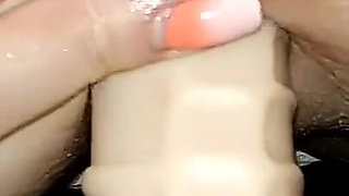 Long Big Dildo Surprised Sexy Amateur Wife with Tight Pussy