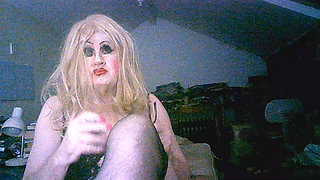 Trashy tranny cumslut Sarah enjoys a smoke after being fucked by random old strangers at a dogging site