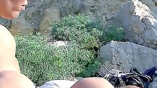 Vacationer seduces blonde slut Milf Debora on the beach and gives her hard