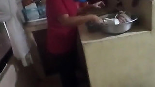 Fucking the Maid in the Kitchen When My Wife Is in the Living Room