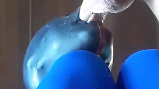 I'm bound and hooded on high heels and pantyhose, deepthroat a big cock for 24 minutes and swallow cum