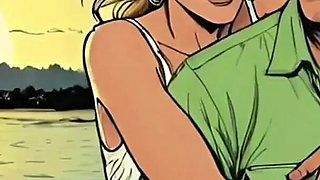Sexy White Wife Tastes a Big Black Cock in Front of Her Cuckold Husband. Cartoon Comic Story