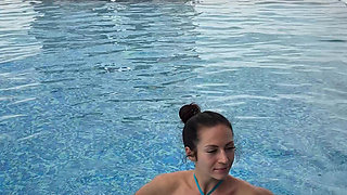 Pool Spit on Boobs with Ahegao Face