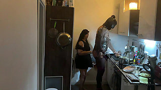Dominant MILF Stretches Latex Sub's Ass Wide in Kitchen