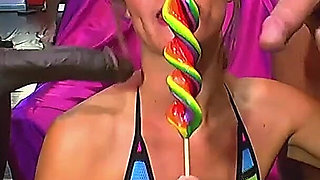 Blonde Fake-tits Slut Fists Pussy & Ass, Squirts Meters Away!