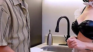 Boss with Double Asks His Employee to Pour Very Sexy and Then Fill Her Pussy with Milk