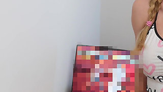 My Stepsis Teases My Big Cock While I’m on the Computer. I Explode in Her Mouth and All Over Her Pussy