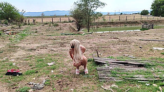 Slave tih undresses in the abandoned farm