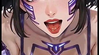 Cute Brunette Moaning and Show Tongue, Ai Animation
