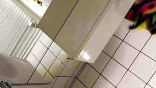 German skinny milf slut fucked in public toilet