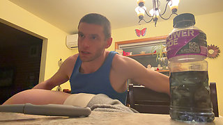 Bend Emo Girl Over Kitchen. Stool in Bright Airy Kitchen Dirty Talk Whole Time